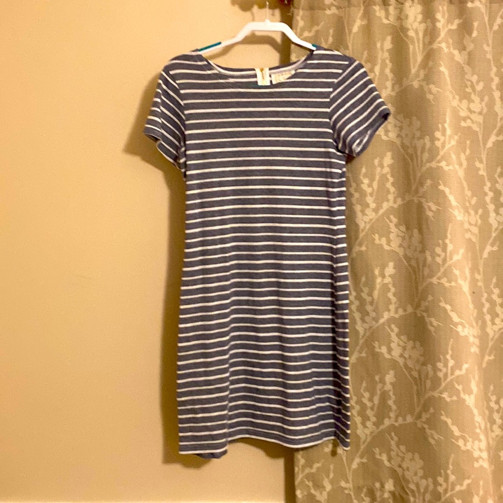 Sail to Sable Knee Length Dress Blue and White Stripe